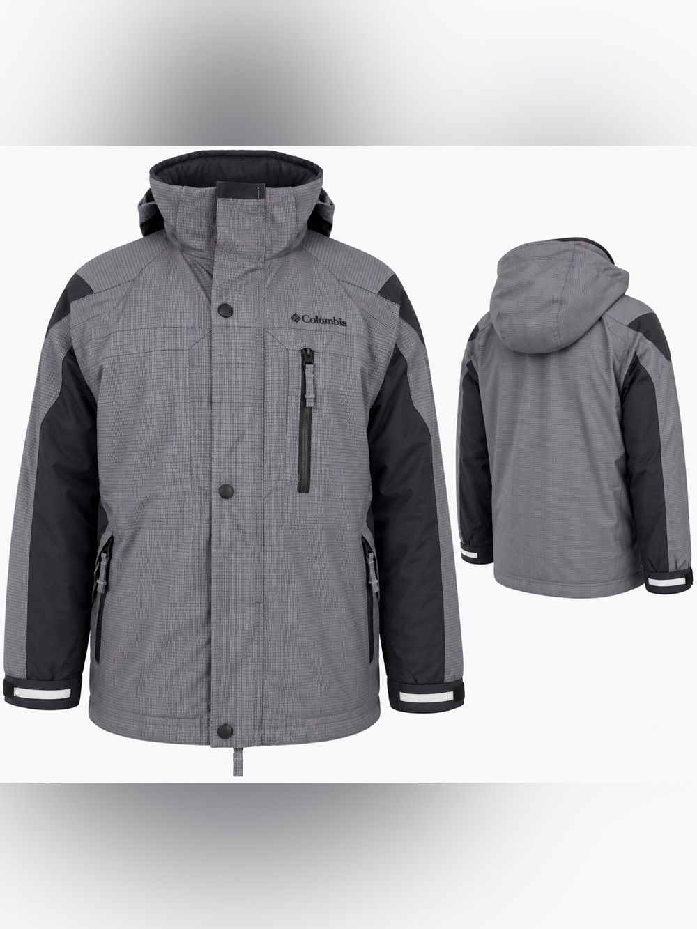 Columbia Youth 18/20 Gray Black Insulated Winter Ski Jacket Hooded